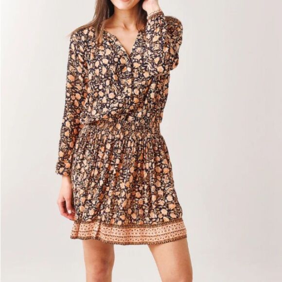 Faherty Reva Long Sleeve Mini Dress Floral S - Picture 5 of 8